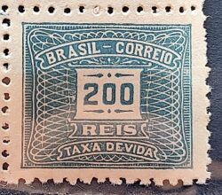 X 84 Selo Taxa Devida 200 Reis Filigrana P 1942