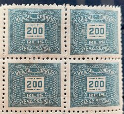 X 84 Selo Taxa Devida 200 Reis Filigrana P 1942 Quadra