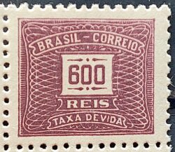 X 86 Selo Taxa Devida 600 Reis Filigrana P 1942