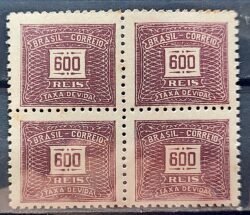 X 86 Selo Taxa Devida 600 Reis Filigrana P 1942 Quadra 2