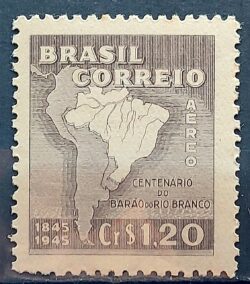 A 59 Selo Aereo Centenario do Barao do Rio Branco Diplomacia Direito Mapa 1945