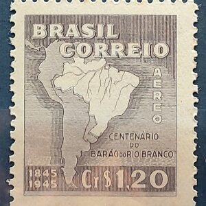 A 59 Selo Aereo Centenario do Barao do Rio Branco Diplomacia Direito Mapa 1945