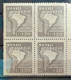 A 59 Selo Aereo Centenario do Barao do Rio Branco Diplomacia Direito Mapa 1945 Quadra 2