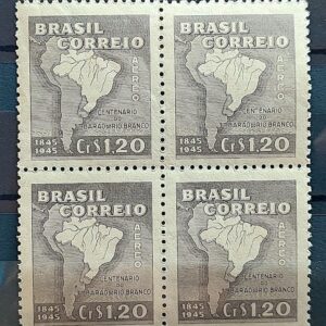 A 59 Selo Aereo Centenario do Barao do Rio Branco Diplomacia Direito Mapa 1945 Quadra