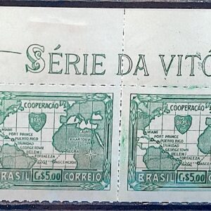 C 202 Selo Vitoria dos Aliados Militar Cooperacao 1945 Dupla Vinheta