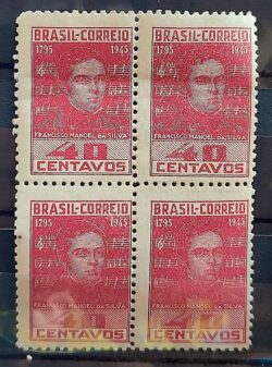 C 204 Selo Manoel da Silva Musica Hino Nacional 1945 Quadra