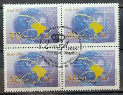 C 2724 Selo Abertura dos Portos as Nacoes Amigas Navio Mapa Comercio Exterior 2008 Quadra CBC BA