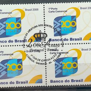 C 2725 Selo 200 Anos do Banco do Brasil Economia 2008 Quadra CBC BA