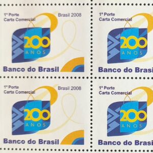 C 2725 Selo 200 Anos do Banco do Brasil Economia 2008 Quadra Vinheta Correios