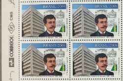 C 2735 Selo Centenario da Associacao Brasileira de Imprensa Jornalismo 2008 Quadra Vinheta Correios