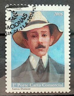 C 2742 Selo Herois Nacionais Santos Dumont Aviao Chapeu 2008 CBC 1