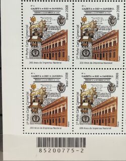 C 2748 200 Anos Imprensa Nacional Jornal 2008 Quadra Codigo de Barras
