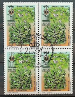 C 2751 Selo 200 Anos do Jardim Botanico Flora 2008 Quadra CBC RJ