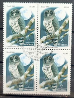 C 2766 Selo Mercosul Coruja Lua Ave Fauna 2008 Quadra CBC MS
