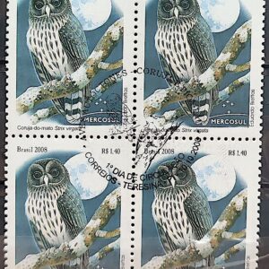 C 2766 Selo Mercosul Coruja Lua Ave Fauna 2008 Quadra CBC PI