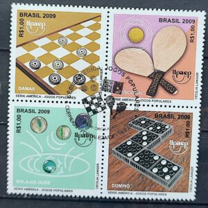 C 2858 Selo Jogos Populares Bola de Gude Damas Domino Frescobol 2009 CBC CE