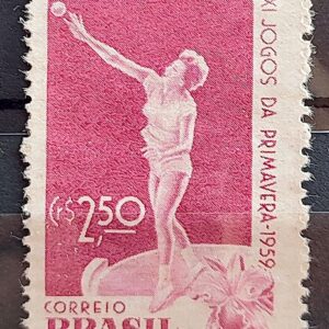 C 439Y Selo Jogos da Primavera Atletismo Arremesso de Peso 1959 Marmorizado