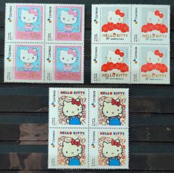 SI 26 a 28 Selo Institucional 50 Anos Hello Kitty 2024 Serie Completa Quadra