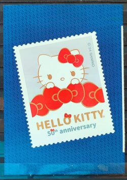 SI 28 Vinheta do Selo Institucional 50 Anos Hello Kitty Lacos Vermelhos 2024