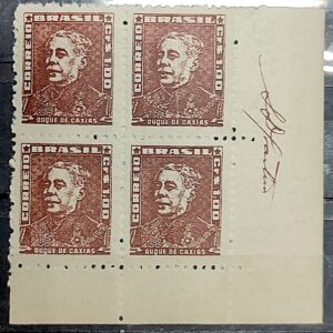 Selo Regular Cod RHM 505 Bisneta Duque de Caxias Militar 1960 Quadra Vinheta Assinatura