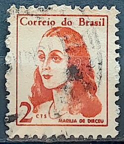 Selo Regular RHM 527 Mulheres Famosas Marilia de Dirceu Literatura Jose de Alencar 1967 Circulado 1