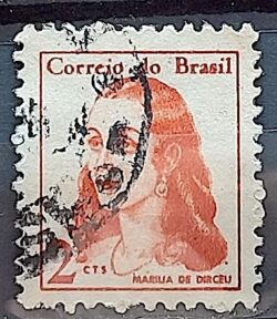 Selo Regular RHM 527 Mulheres Famosas Marilia de Dirceu Literatura Jose de Alencar 1967 Circulado 10