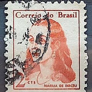 Selo Regular RHM 527 Mulheres Famosas Marilia de Dirceu Literatura Jose de Alencar 1967 Circulado 10