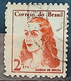 Selo Regular RHM 527 Mulheres Famosas Marilia de Dirceu Literatura Jose de Alencar 1967 Circulado 2