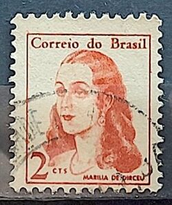 Selo Regular RHM 527 Mulheres Famosas Marilia de Dirceu Literatura Jose de Alencar 1967 Circulado 3