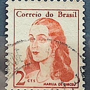 Selo Regular RHM 527 Mulheres Famosas Marilia de Dirceu Literatura Jose de Alencar 1967 Circulado 3