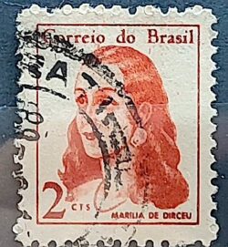 Selo Regular RHM 527 Mulheres Famosas Marilia de Dirceu Literatura Jose de Alencar 1967 Circulado 4