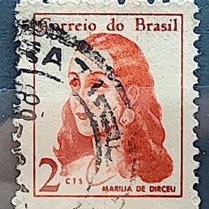 Selo Regular RHM 527 Mulheres Famosas Marilia de Dirceu Literatura Jose de Alencar 1967 Circulado 4