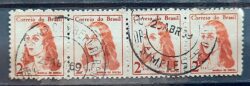 Selo Regular RHM 527 Mulheres Famosas Marilia de Dirceu Literatura Jose de Alencar 1967 Circulado 4 Unidades