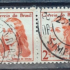 Selo Regular RHM 527 Mulheres Famosas Marilia de Dirceu Literatura Jose de Alencar 1967 Circulado 4 Unidades