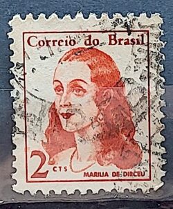 Selo Regular RHM 527 Mulheres Famosas Marilia de Dirceu Literatura Jose de Alencar 1967 Circulado 5