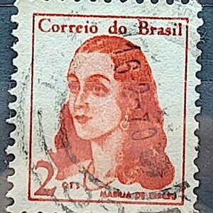 Selo Regular RHM 527 Mulheres Famosas Marilia de Dirceu Literatura Jose de Alencar 1967 Circulado 6