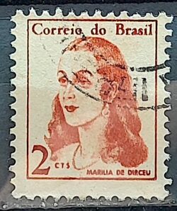 Selo Regular RHM 527 Mulheres Famosas Marilia de Dirceu Literatura Jose de Alencar 1967 Circulado 7