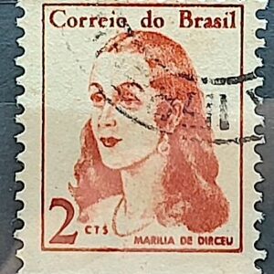 Selo Regular RHM 527 Mulheres Famosas Marilia de Dirceu Literatura Jose de Alencar 1967 Circulado 7