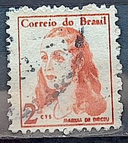 Selo Regular RHM 527 Mulheres Famosas Marilia de Dirceu Literatura Jose de Alencar 1967 Circulado 9
