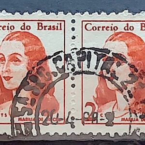 Selo Regular RHM 527 Mulheres Famosas Marilia de Dirceu Literatura Jose de Alencar 1967 Dupla Circulado 1