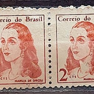 Selo Regular RHM 527 Mulheres Famosas Marilia de Dirceu Literatura Jose de Alencar 1967 Dupla Circulado 3