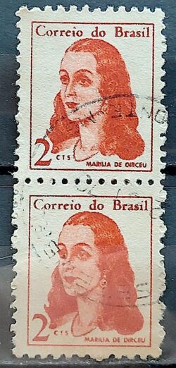 Selo Regular RHM 527 Mulheres Famosas Marilia de Dirceu Literatura Jose de Alencar 1967 Dupla Circulado 5