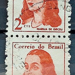 Selo Regular RHM 527 Mulheres Famosas Marilia de Dirceu Literatura Jose de Alencar 1967 Dupla Circulado 5