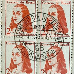 Selo Regular RHM 527 Mulheres Famosas Marilia de Dirceu Literatura Jose de Alencar 1967 Quadra CPD GB