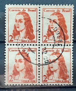 Selo Regular RHM 527 Mulheres Famosas Marilia de Dirceu Literatura Jose de Alencar 1967 Quadra  Circulado 1