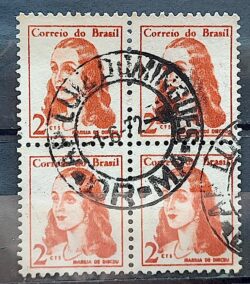 Selo Regular RHM 527 Mulheres Famosas Marilia de Dirceu Literatura Jose de Alencar 1967 Quadra  Circulado 2