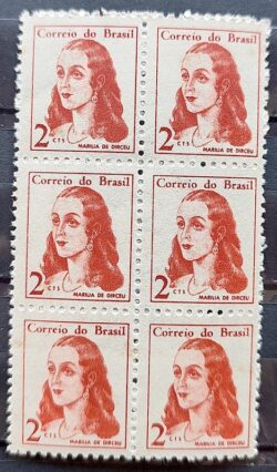 Selo Regular RHM 527 Mulheres Famosas Marilia de Dirceu Literatura Jose de Alencar 1967 Sextilha