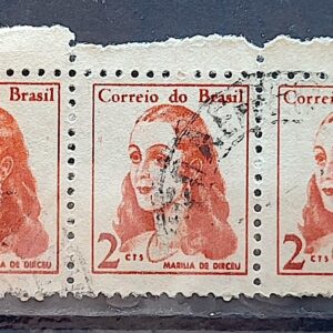 Selo Regular RHM 527 Mulheres Famosas Marilia de Dirceu Literatura Jose de Alencar 1967 Terno Circulado 1