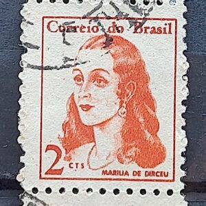 Selo Regular RHM 527 Mulheres Famosas Marilia de Dirceu Literatura Jose de Alencar 1967 Terno Circulado 2