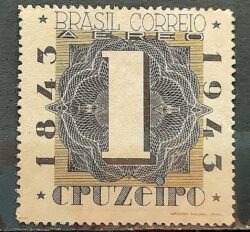 A 48 Selo Aereo Centenario do Selo Postal Brasileiro Brapex 1943